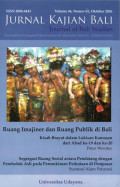 Jurnal Kajian Bali (Journal of Bali Studies) Vol.06 No.02: Ruang Imajiner dan Ruang Publik di Bali