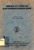 Sumbangan Nilai Budaya Bali dalam Pembangunan Nasional