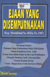 Ejaan Yang Disempurnakan: Kep. Mendikbud No. 0543A Th. 1987