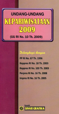 Undang-Undang Kepariwisataan 2009 (UU RI No. 10 Th. 2009)