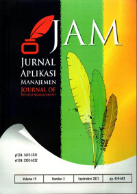 JAM (Jurnal Aplikasi Manajemen- Journal Of Applied Management) Accredited No.200/M/KPT/2020 Vol.19 No.3