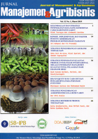 Jurnal Manajemen & Agribisnis Vol.12 No.1